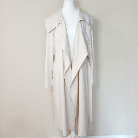Anthropologie Avec Les Filles Drape Belted Long Trench Coat Size Medium - Picture 3 of 7